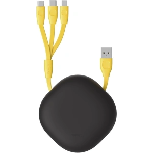 Zwijany kabel USB 3w1 Baseus Let\'s go Little Reunion, Lightning / USB-C / micro USB, 3A, 0,85m (żółto-szary)